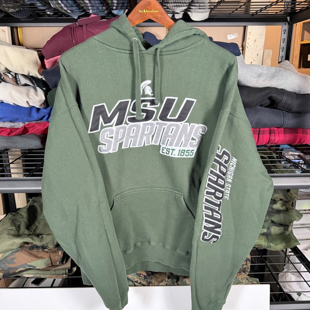 J America MSU Spartans Michigan State Hoodie Sweatshirt‎ Green Mens Size L
